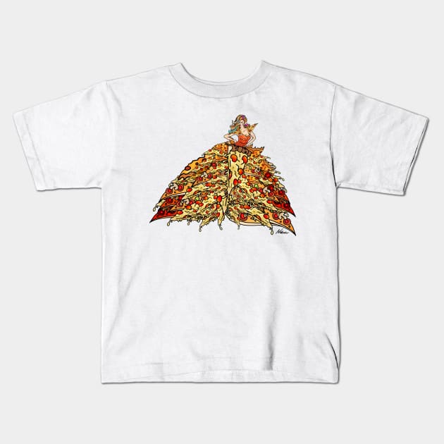 Pizza Peacock Mermaid Dress Kids T-Shirt by notsniwart